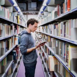 student at the public library