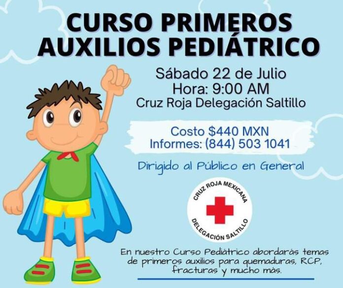Impartirá Cruz Roja Saltillo curso de primeros auxilios pediátricos este 22 de julio