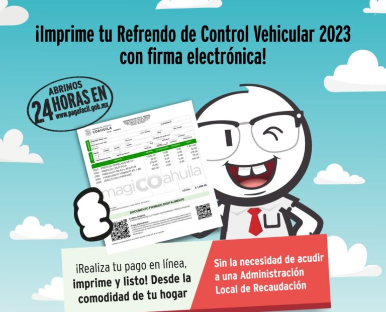 Imprime tu refrendo 2023 con validez oficial desde tu hogar, en Coahuila