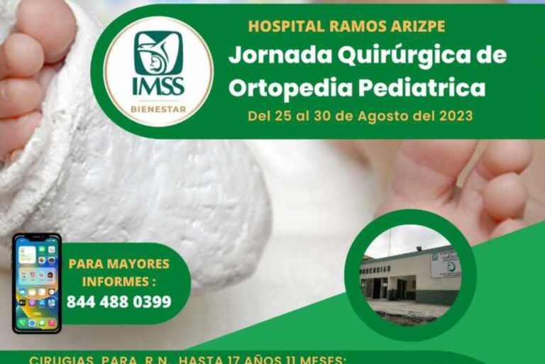 Invita IMSS en Ramos Arizpe a Jornada Quirúrgica de Ortopedia Pediátrica 