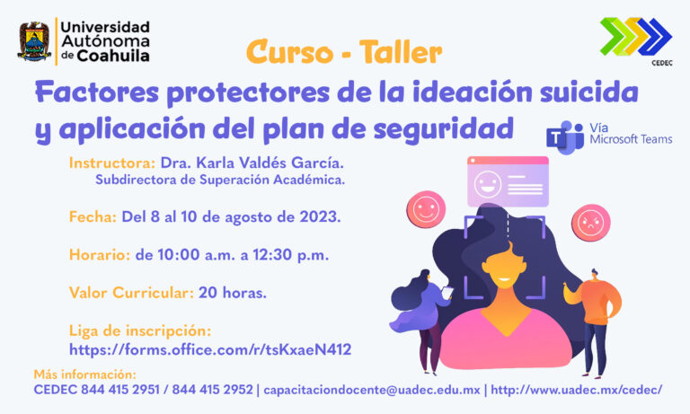 Brindará UA de C a sus docentes el Curso-Taller “Factores protectores de la ideación suicida y aplicación del plan de seguridad”