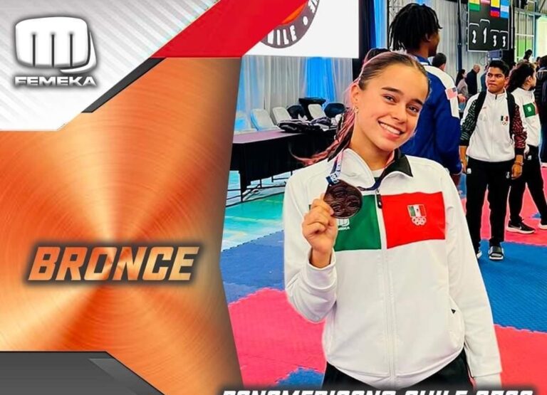 Coahuilense Elena Almiñana Flores ganó Bronce en Panamericano Juvenil de Karate, en Chile