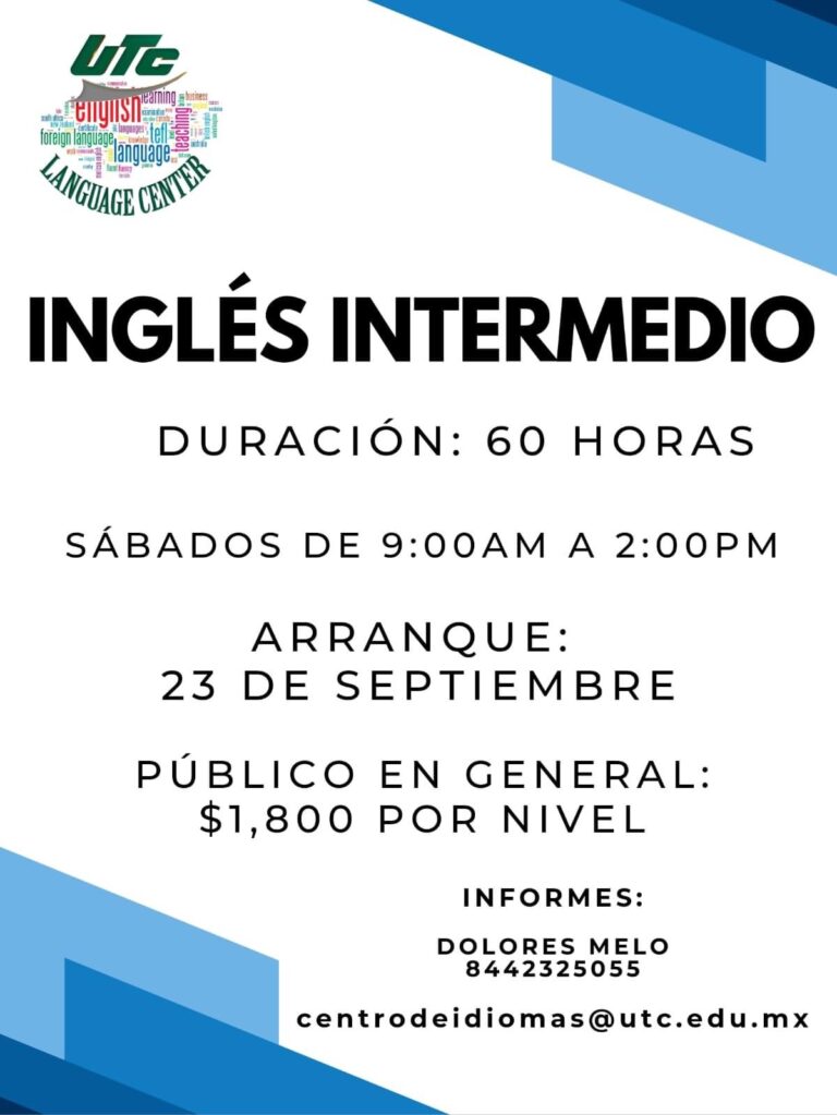 Convoca UTC a inscribirse en curso básico e intermedio de inglés 