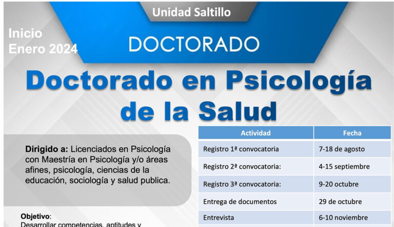 Forma parte de la quinta generación del Doctorado en Psicología de la Salud de la UA de C