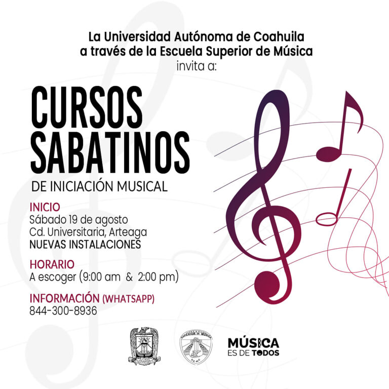 Inscríbete al Curso Sabatino de Iniciación Musical que ofrece la Escuela Superior de Música de la UA de C