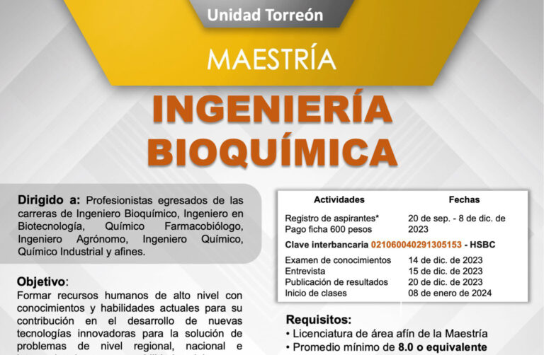 Especialízate en la UA de C con la Maestría en Ingeniería Bioquímica