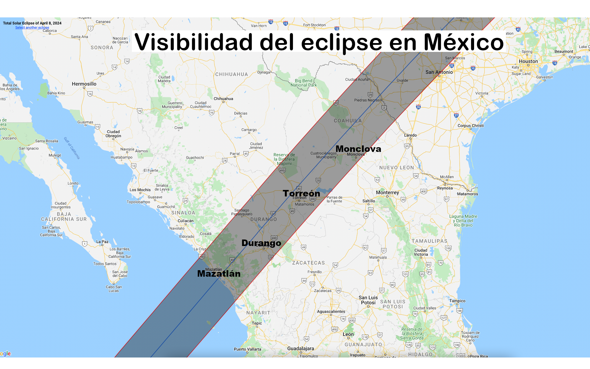 Se verá desde Coahuila histórico eclipse total de sol