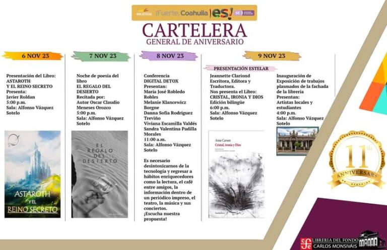 La librería ‘Carlos Monsiváis’, en Saltillo, prepara diversas actividades por su XI Aniversario