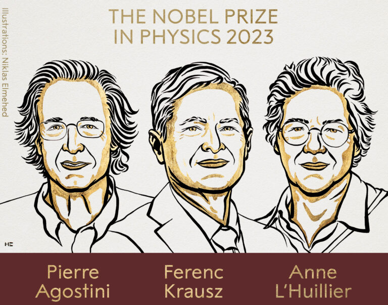 Tres científicos comparten Premio Nobel de Física 2023