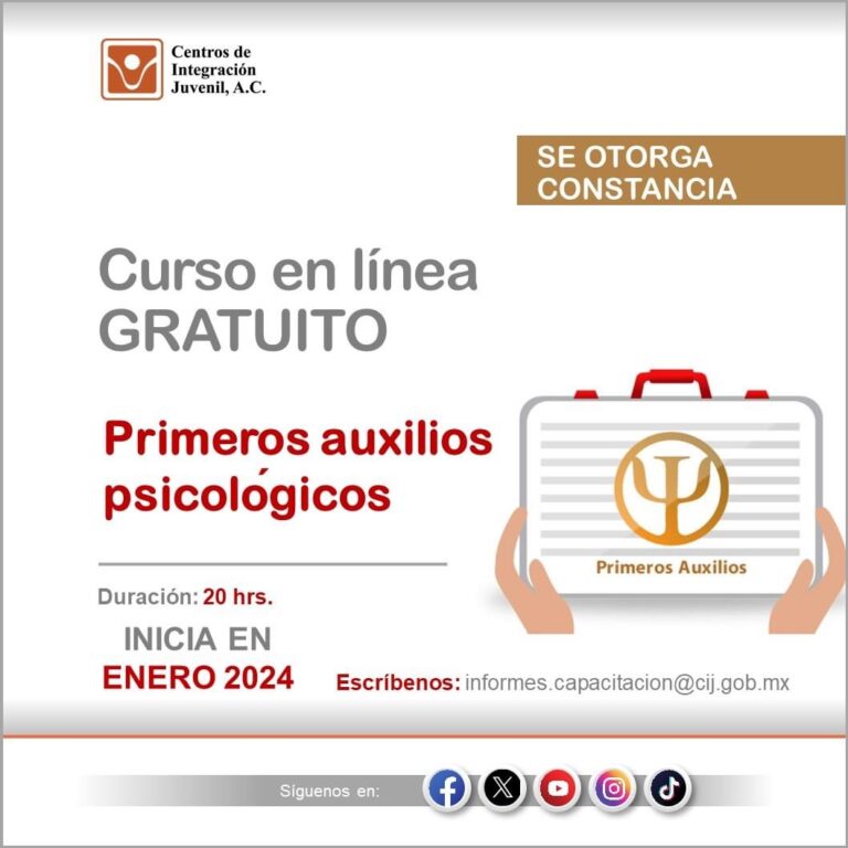 CIJ Saltillo invita a participar en curso gratuito en línea sobre primeros auxilios psicológicos 