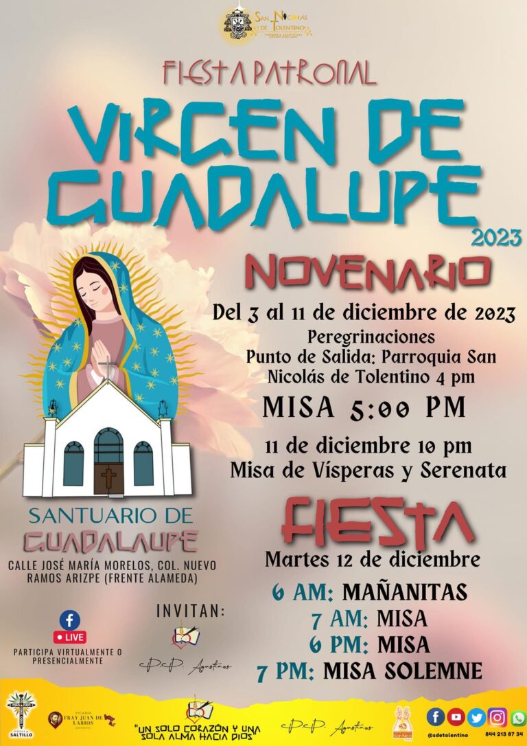 En parroquia San Nicolás de Tolentino invitan a festejos de la Virgen de Guadalupe 