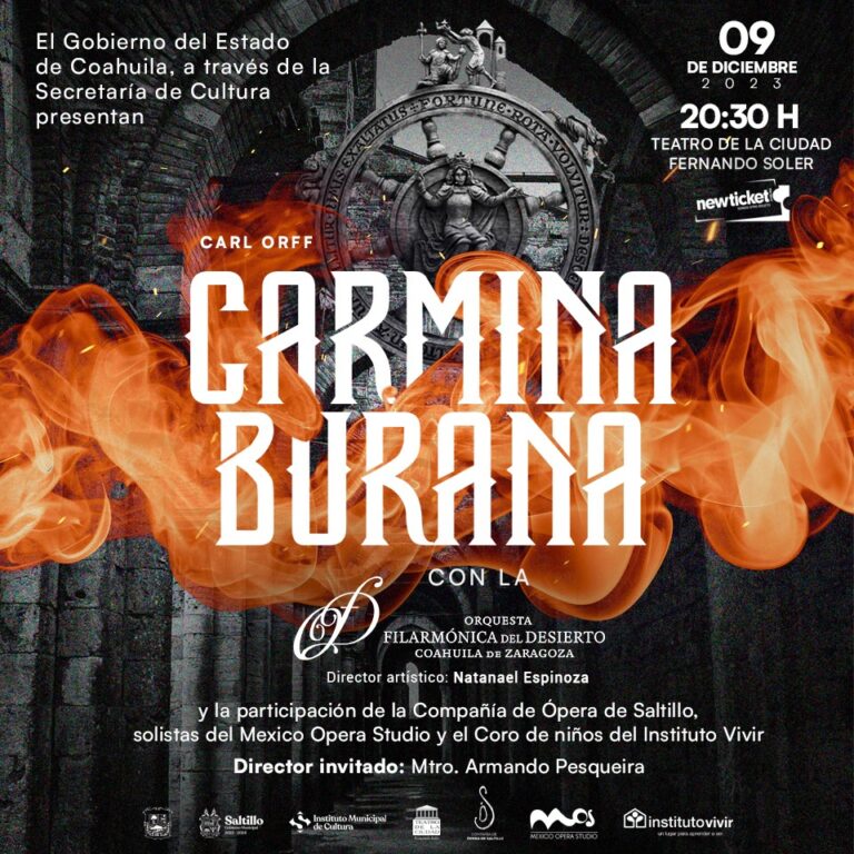 Presentará Orquesta Filarmónica del Desierto “Carmina Burana” en el Teatro de la Ciudad Fernando Soler 