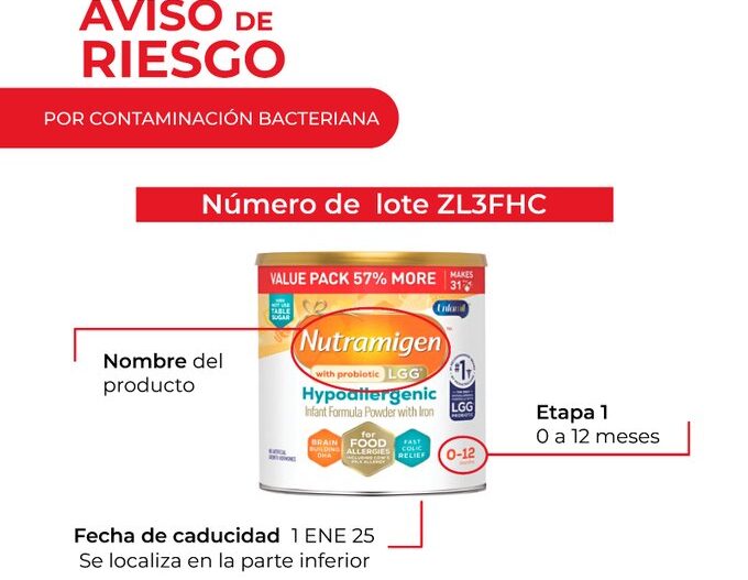 Alerta COFEPRIS por contaminación de fórmula láctea Nutramigen distribuida en el país