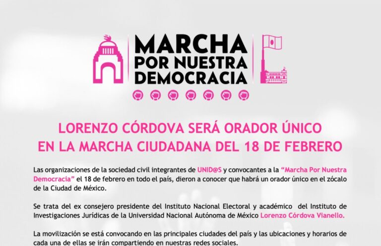 Convocan a todo México a la “Marcha por nuestra democracia” este 18 de febrero