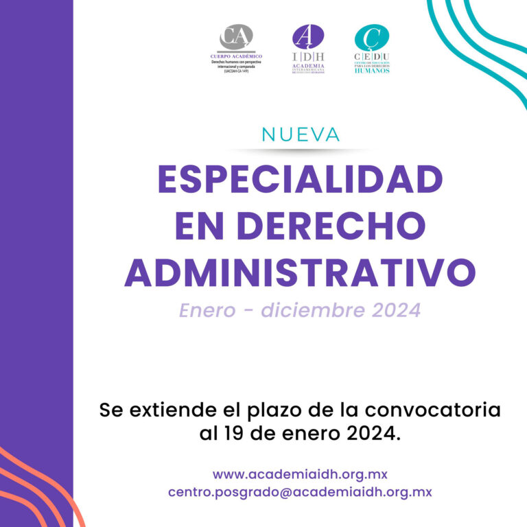 Extiende AIDH la convocatoria para ser parte de la Especialidad en Derecho Administrativo