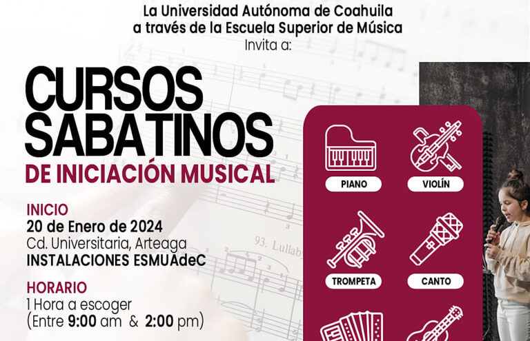 Oferta la Escuela Superior de Música de la UA de C su Curso Sabatino de Iniciación Musical