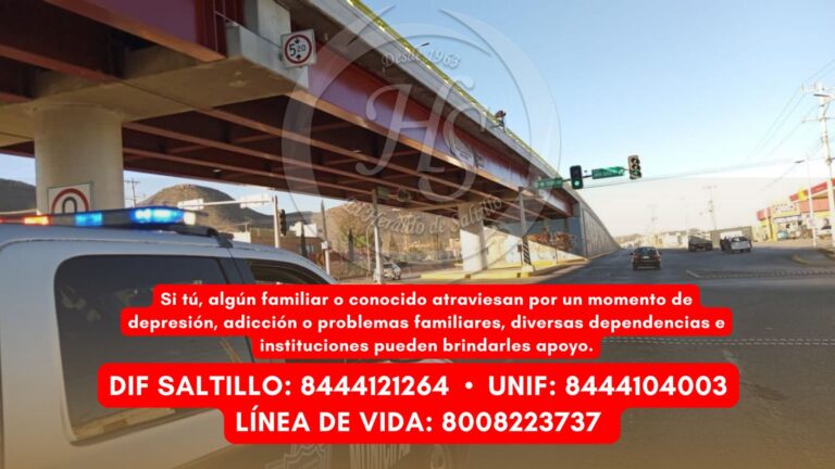 Policía Saltillo rescata a hombre que amenazó lanzarse de lo alto de un puente