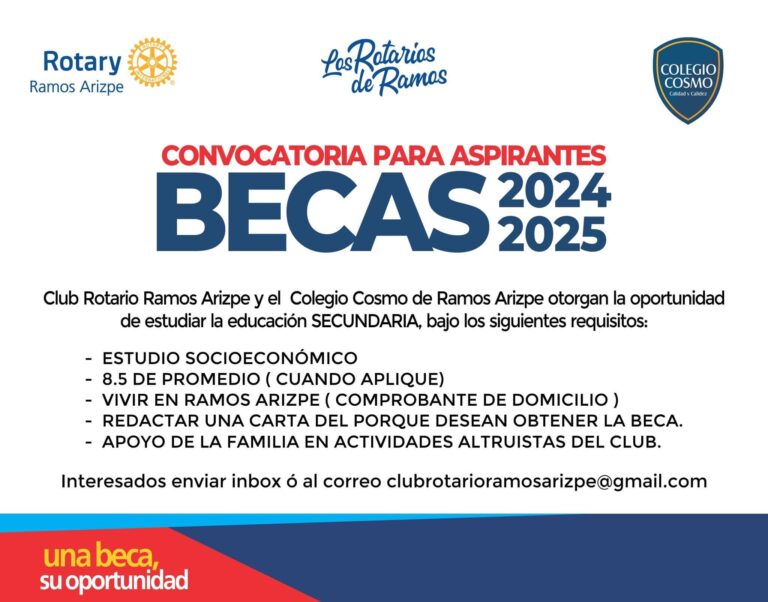 Abre convocatoria Club Rotario de Ramos Arizpe para obtener becas escolares 