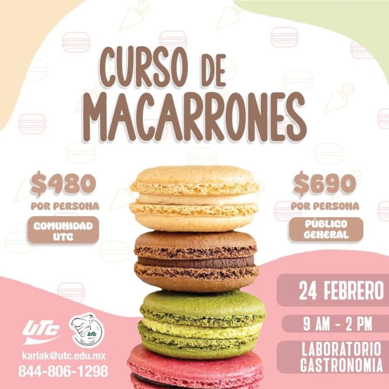 Invita la UTC a participar en primer curso de macarrones gourmet 