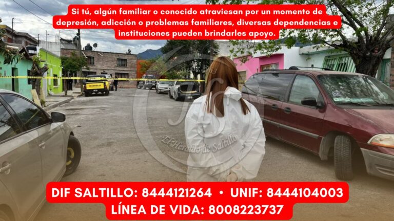 Mujer se quita la vida en el patio de su domicilio en Saltillo