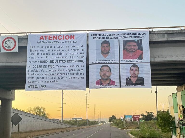 Aparecen narcomantas en Culiacán tras plagio masivo