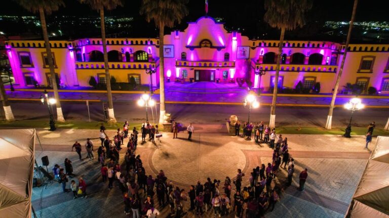 Iluminan de morado la Presidencia Municipal de Ramos Arizpe