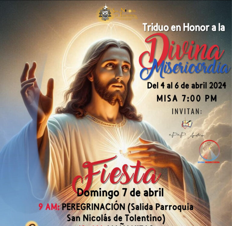 Parroquia San Nicolás de Tolentino invita a la “Fiesta de la Divina Misericordia” 