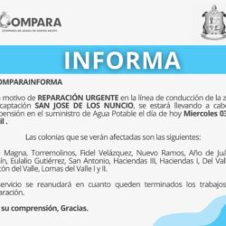 Suspende Compara servicio de agua en Ramos Arizpe en 14 colonias; realizan reparación en línea de conducción San José de los Nuncio 2