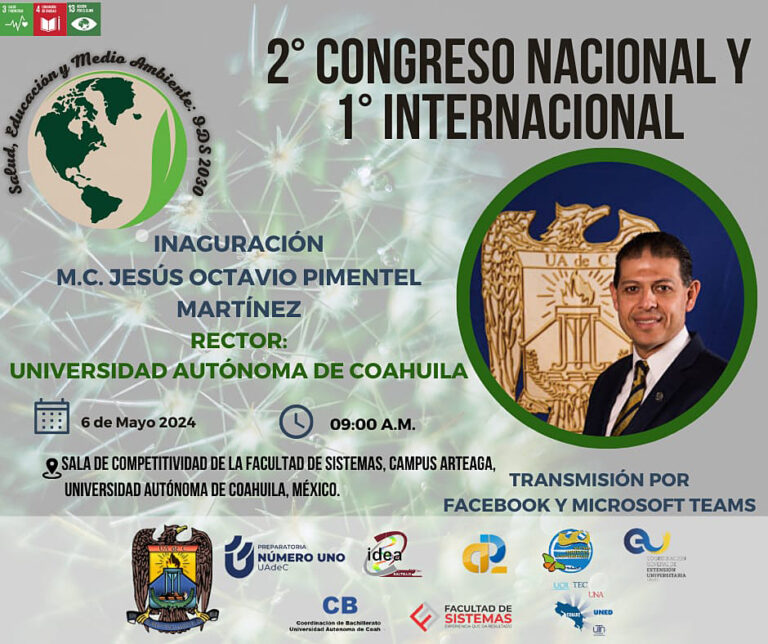 Invita UA de C al Segundo Congreso Nacional y Primer Internacional de Salud, Educación y Medio Ambiente: ODS 2030