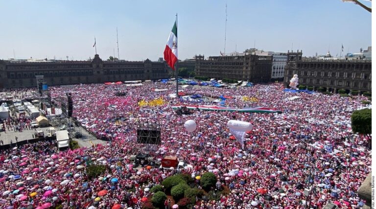 Detenga la elección de Estado, exigen al INE desde Zócalo