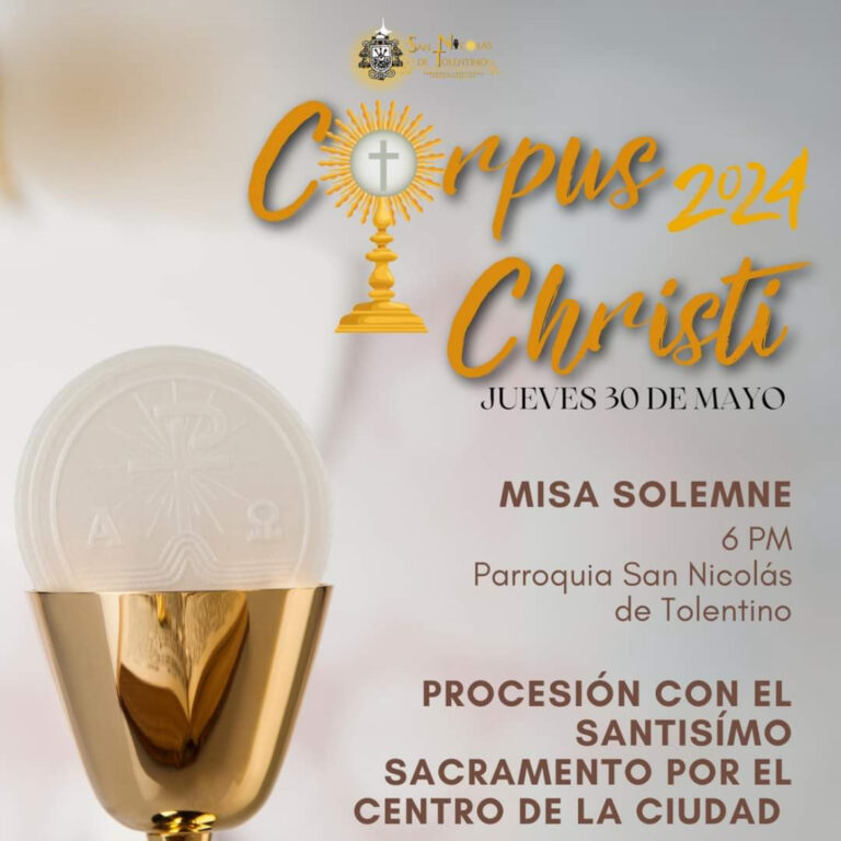 Parroquia de San Nicolás de Tolentino invita a procesión del Corpus Christi 