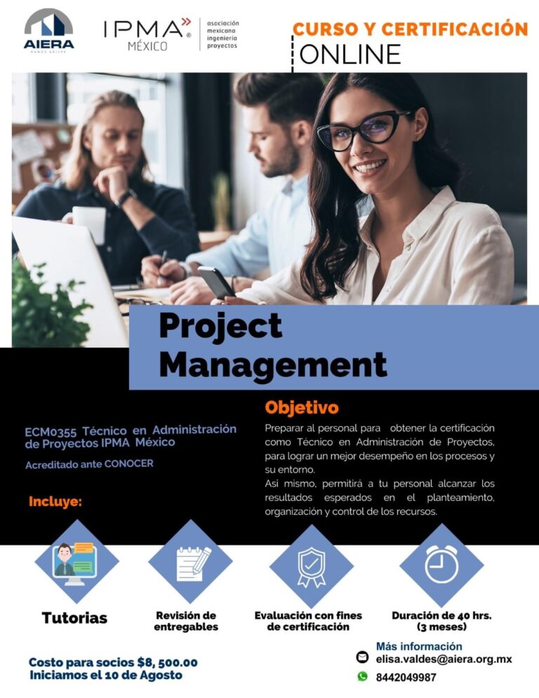 AIERA invita a socios a participar en curso y certificación online sobre “Project Management» 