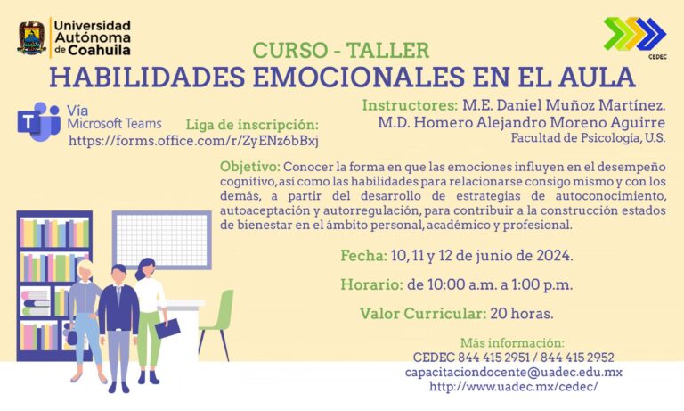 Convoca el CEDEC-UA de C a Tomar el Curso-Taller “Habilidades Emocionales en el Aula”