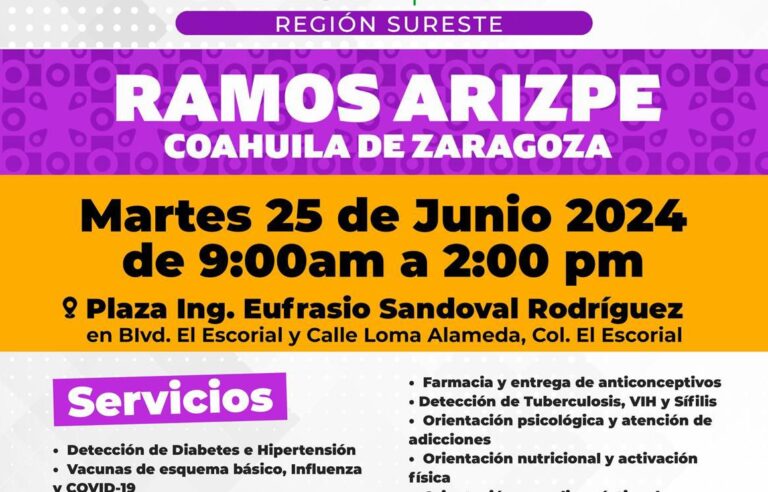 Llega la Caravana de la Salud este martes a Ramos Arizpe