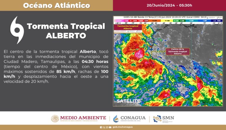 Tormenta tropical Alberto toca tierra en Tamaulipas, México