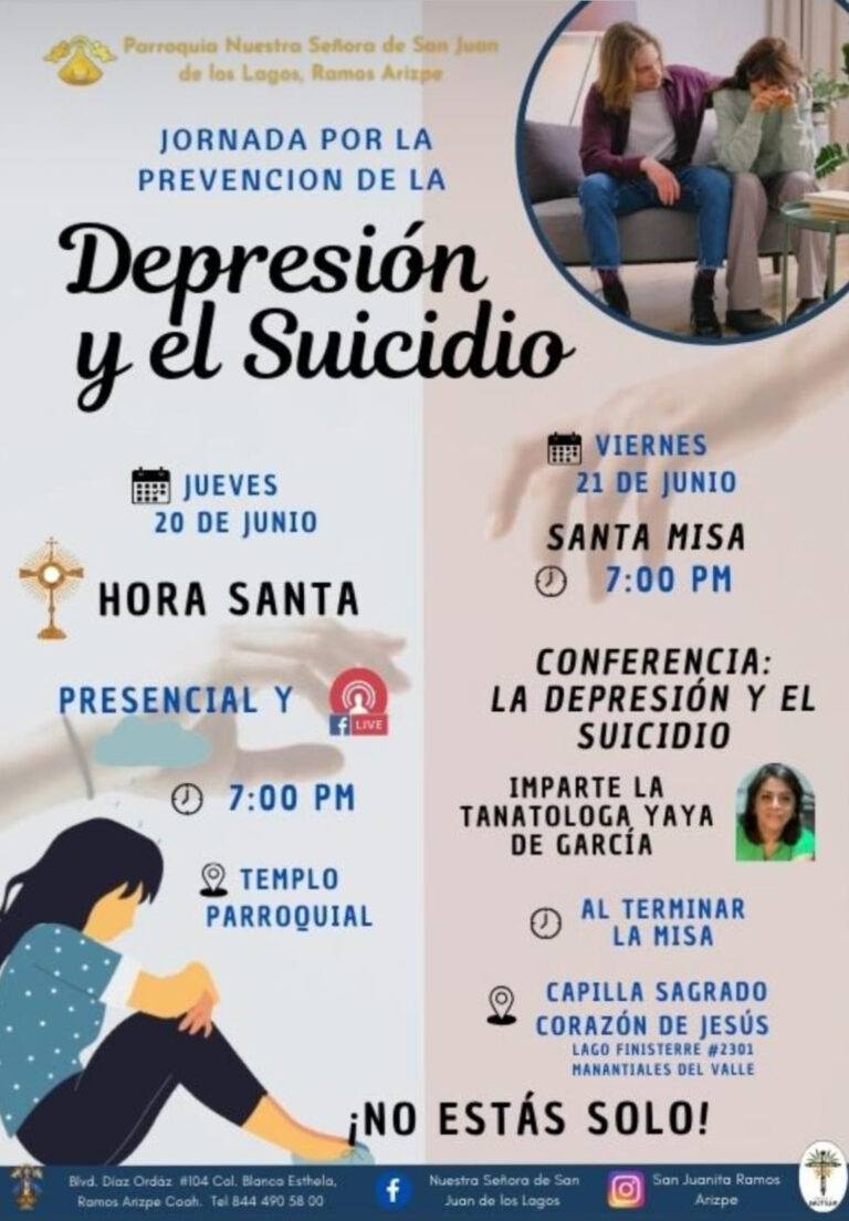 Trabajan parroquias de Ramos Arizpe por la prevención de la depresión y el suicidio; invitan a jornada de oración 