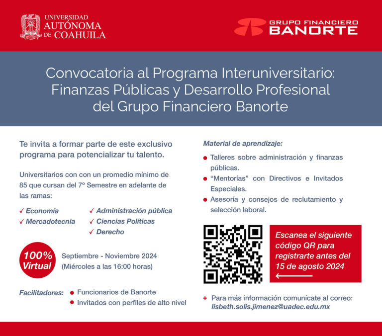 Aún estás a tiempo de inscribirte en el Programa Interuniversitario: Finanzas Públicas y Desarrollo Profesional