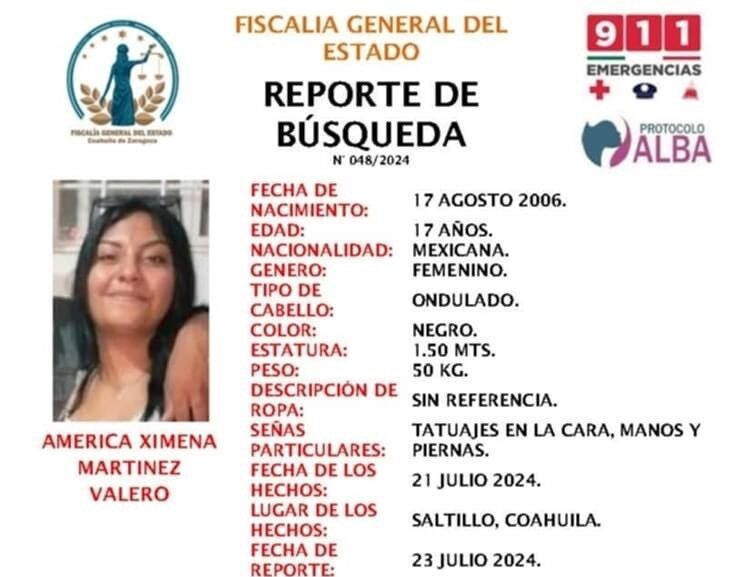 Por segunda ocasión activan Protocolo Alba por búsqueda de menor extraviada en Saltillo