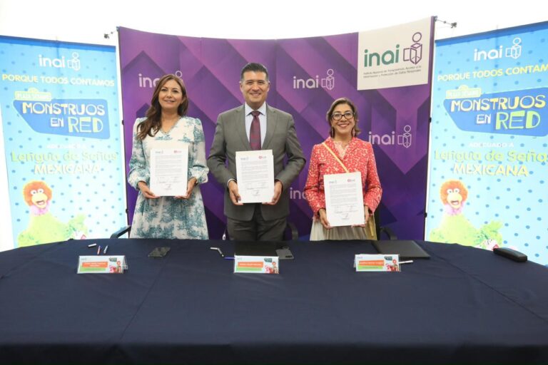 INAI e ICAI firman el convenio “Plaza Sésamo monstruos en red” para orientar a menores de edad en el uso de nuevas tecnologías