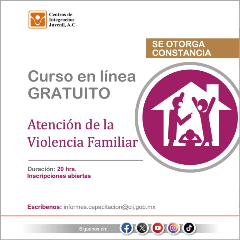 CIJ Ramos Arizpe invita a participar en curso gratuito en línea sobre la Atención de la Violencia Familiar