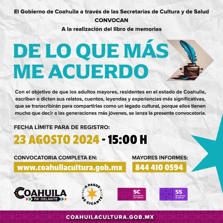 Invita Cultura Coahuila a celebrar el Mes del Adulto Mayor