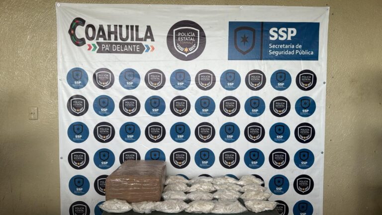 Asegura Policía Estatal 10 kg de cristal y 10 kg de marihuana en Ramos Arizpe