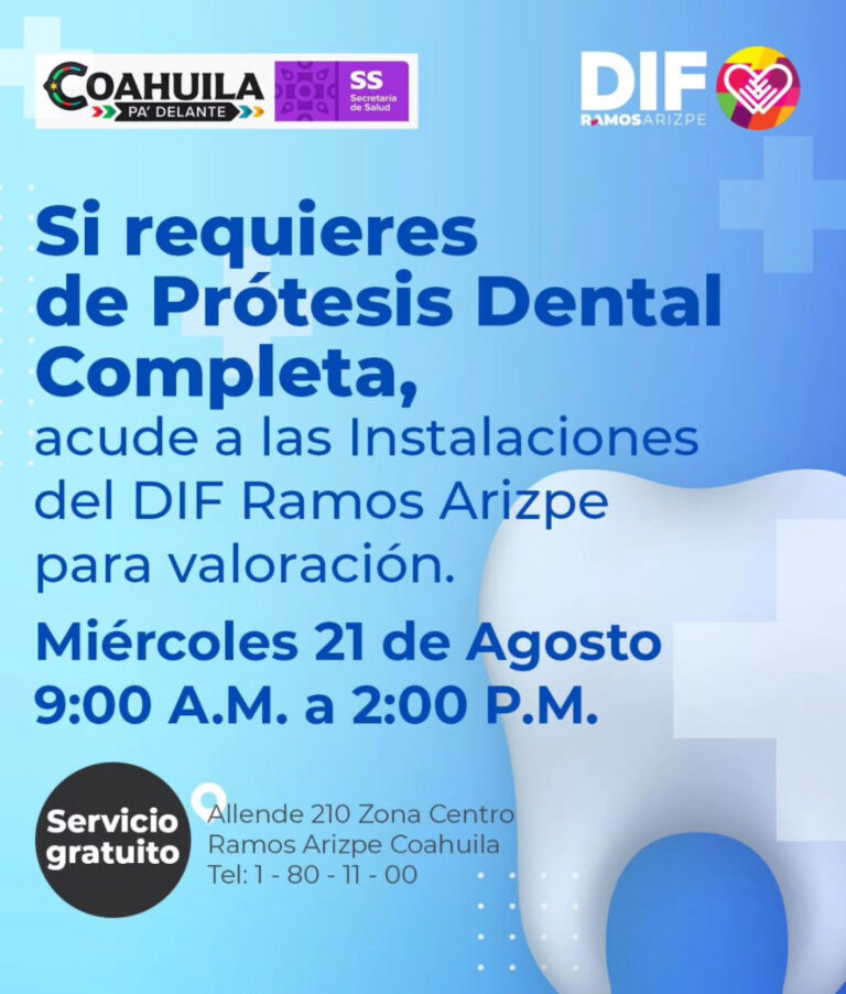 Invita DIF Ramos Arizpe a jornada de valoraciones de prótesis dentales sin costo