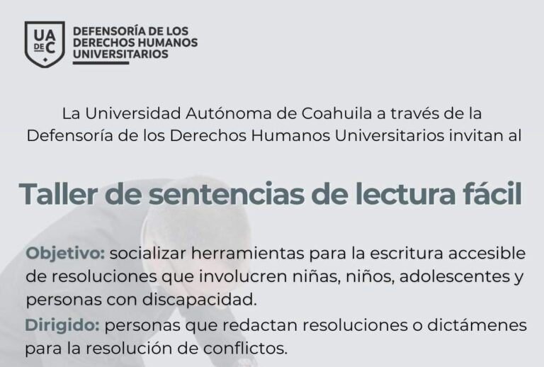 Impartirá UA de C al Taller de sentencias de lectura fácil que involucren a niños, niñas, adolescentes y personas con discapacidad