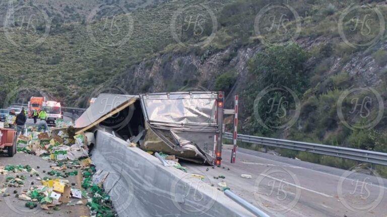 Vuelca camión con 20 toneladas de aguacate en Los Chorros; se registra rapiña