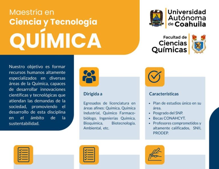 Abierta convocatoria para cursar Maestría en Ciencia y Tecnología Química de la UA de C