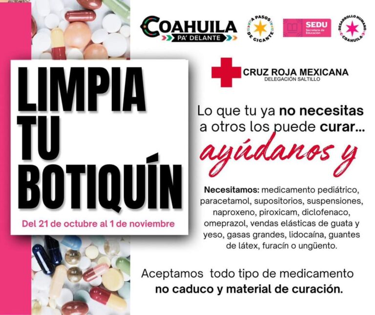 Inician Cruz Roja Saltillo y SEDU campaña Limpia tu botiquín 2024