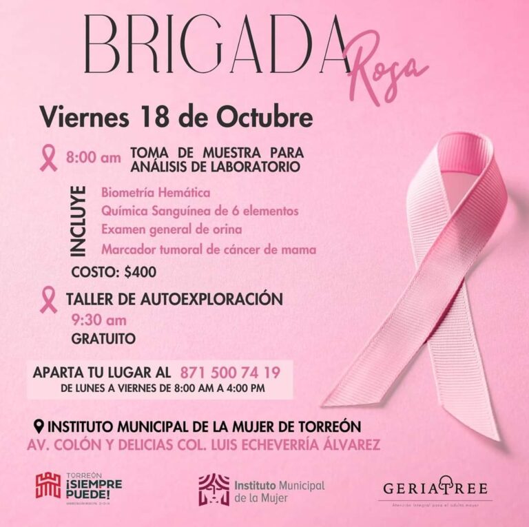 Invitan a la “Brigada Rosa” en Torreón, en el marco de las acciones contra el cáncer de mama