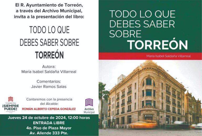 Realizarán presentación de libro sobre la identidad y grandeza de Torreón