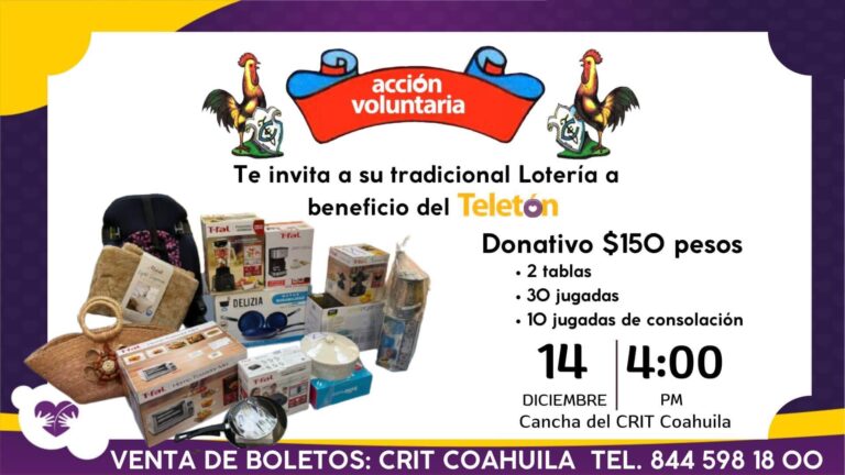 Invitan a participar en lotería con causa a beneficio del CRIT Coahuila 